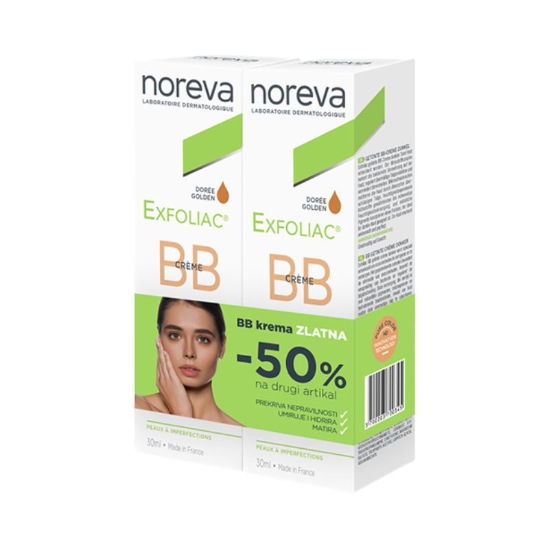 Noreva Exfoliac BB krema zlatna, 30 ml + 50% popusta na drugi komad