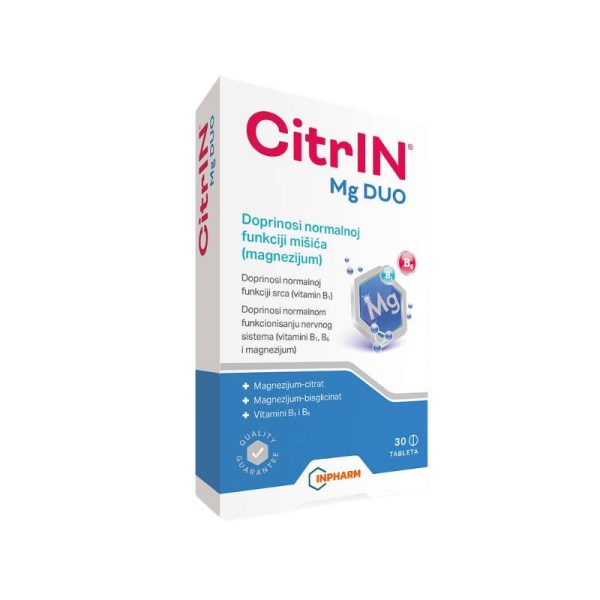 Inpharm CitrIN Mg DUO, magnezijum citrat + magnezijum bisglicinat, 30 tableta