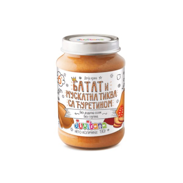 Juvitana JUVITANA KAŠICA BATAT/MUSKATNA TIKVA/ĆURETINA 190G